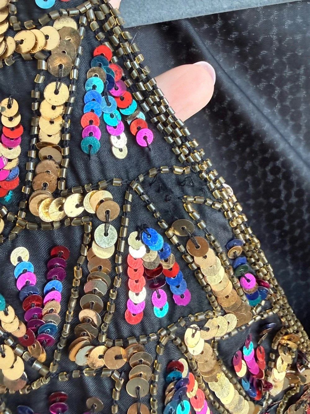 Vintage Silk Multicolor Sequin Vest M